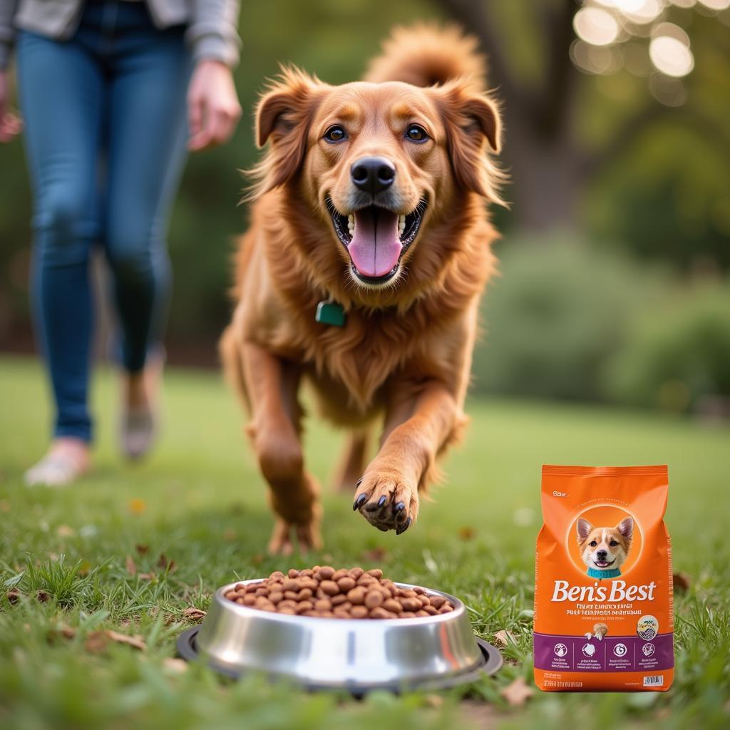 The benefits of feeding Ben's Best dog food, including improved digestion, shinier coat, increased energy, and stronger immune system.