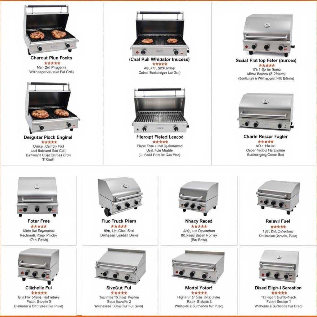 Different models of flat top grills suitable for food trucks.