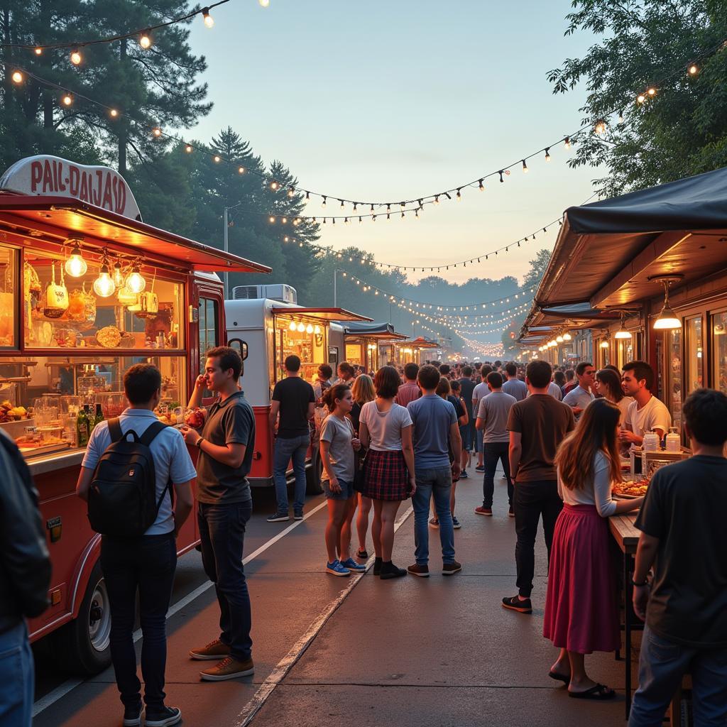 Crowds enjoying the vibrant atmosphere at Bethel Food Truck Friday