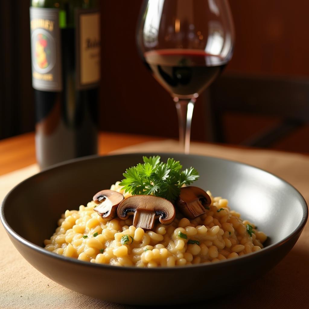 Blaufrankisch with mushroom risotto