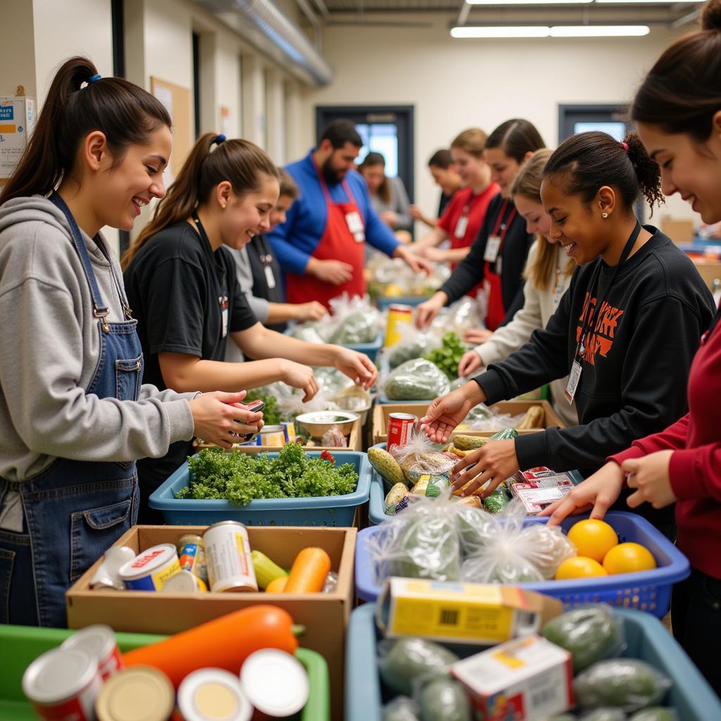 Volunteers Sorting Food at Bloomfield Food Bank