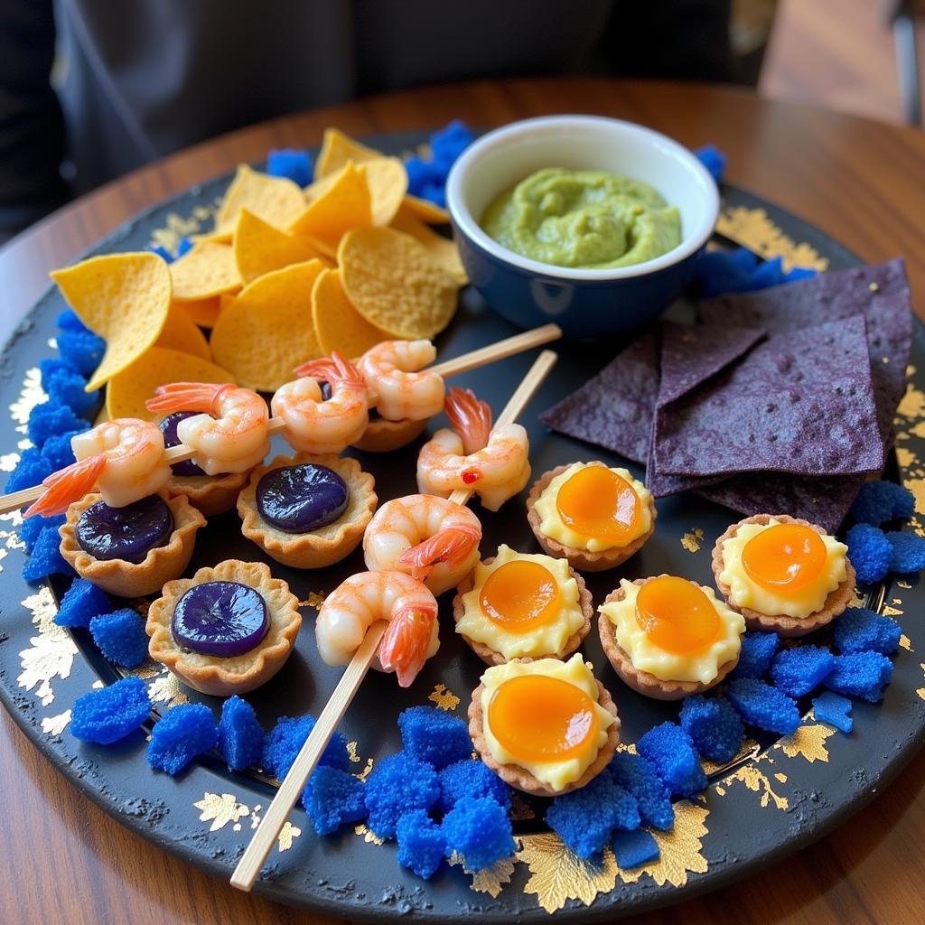 Blue and Gold Appetizers Platter