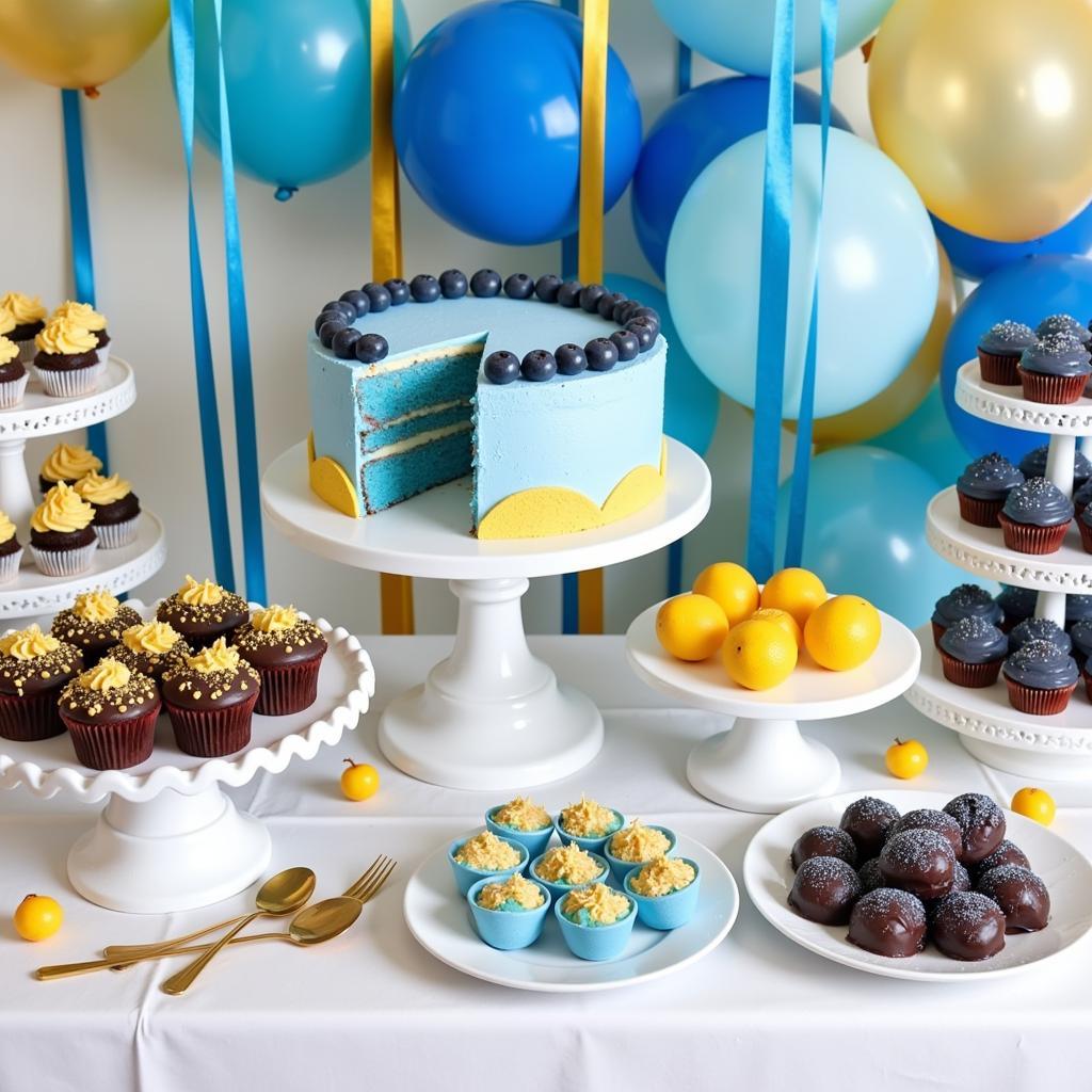 Blue and Gold Dessert Table