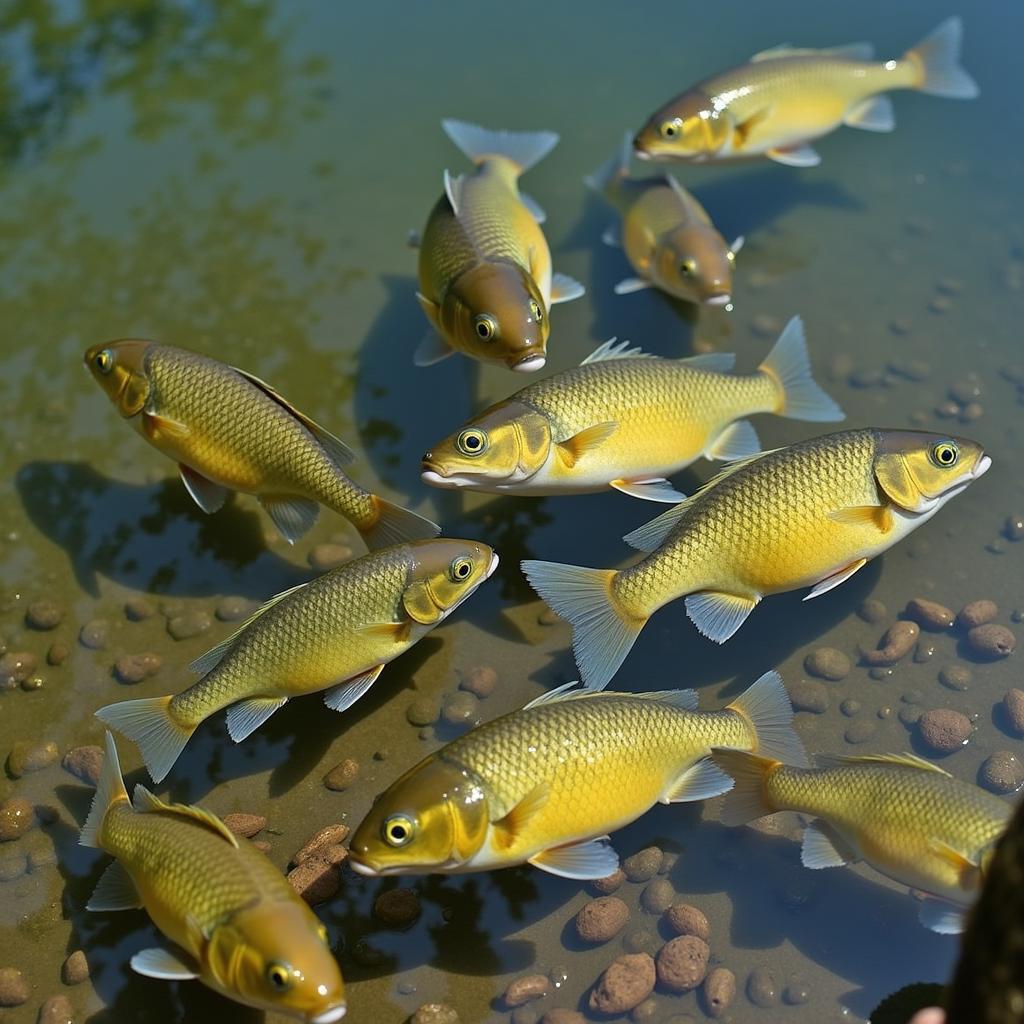 Bluegill Feeding on Commercial Pellets