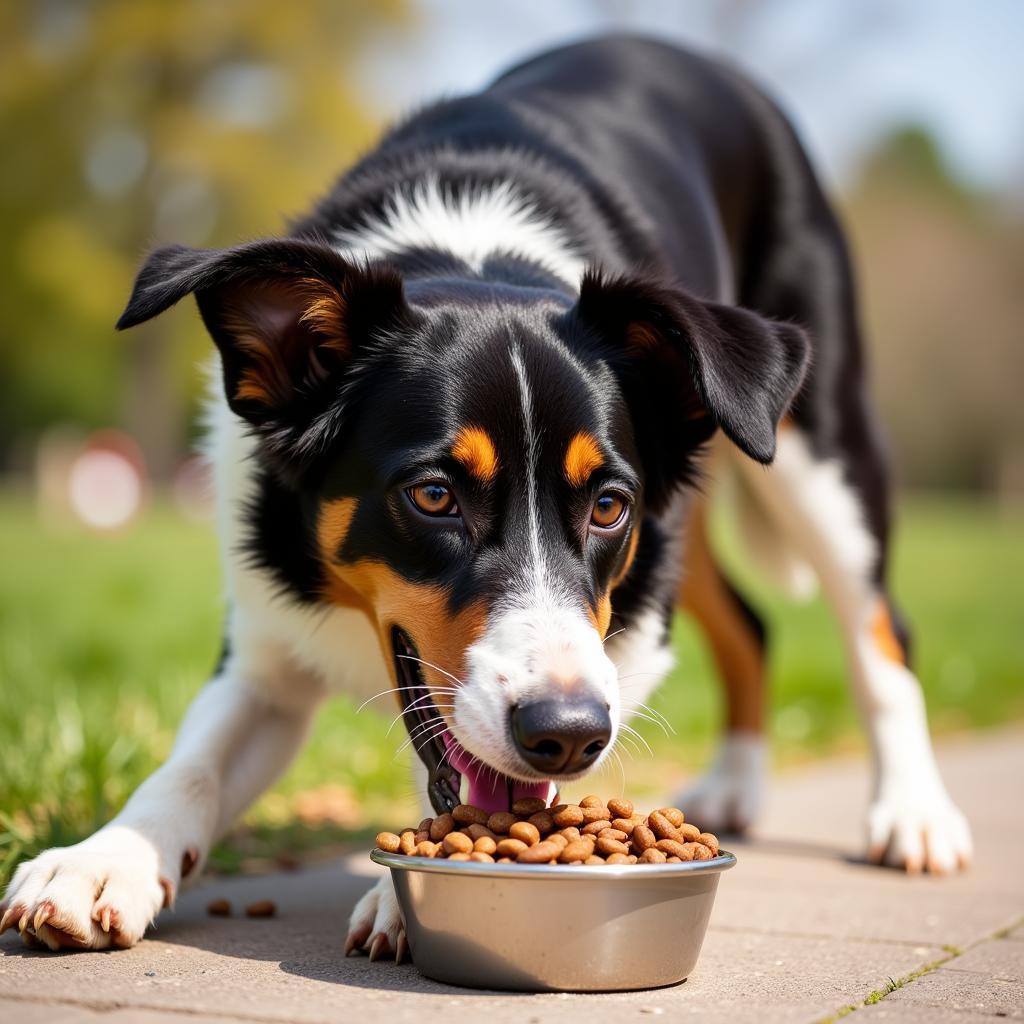 Border Collie Enjoying a Meal