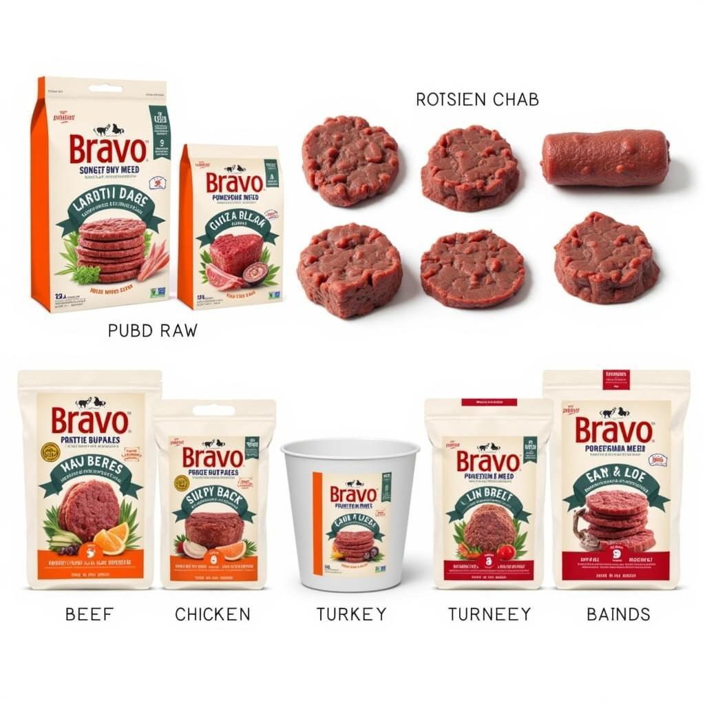 Different types of Bravo raw dog food