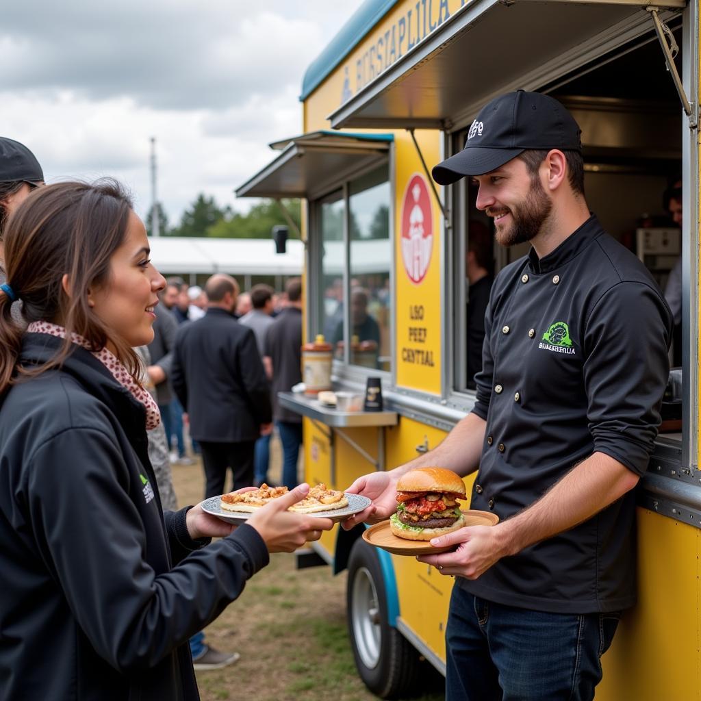 Burgorilla food truck serving gourmet burgers to a crowd