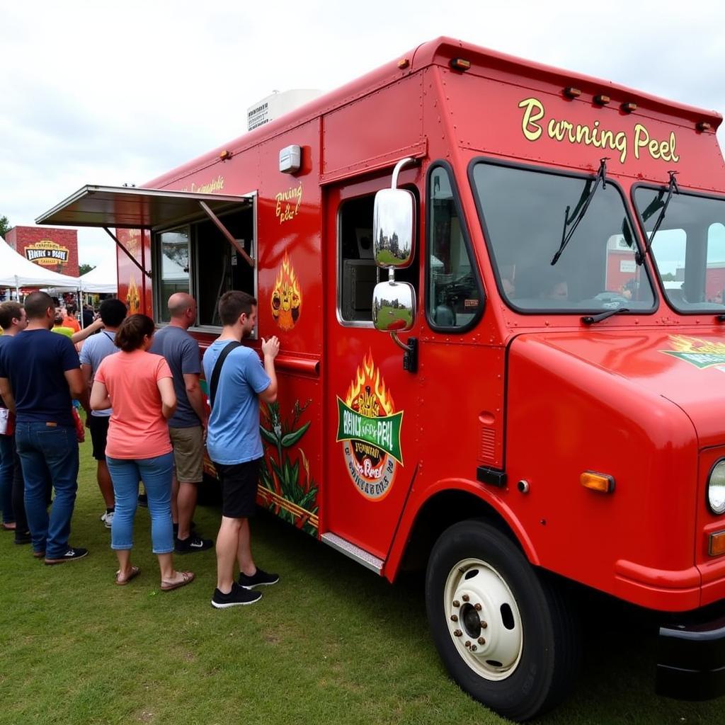 Burning Peel Food Truck Exterior at a Local Event