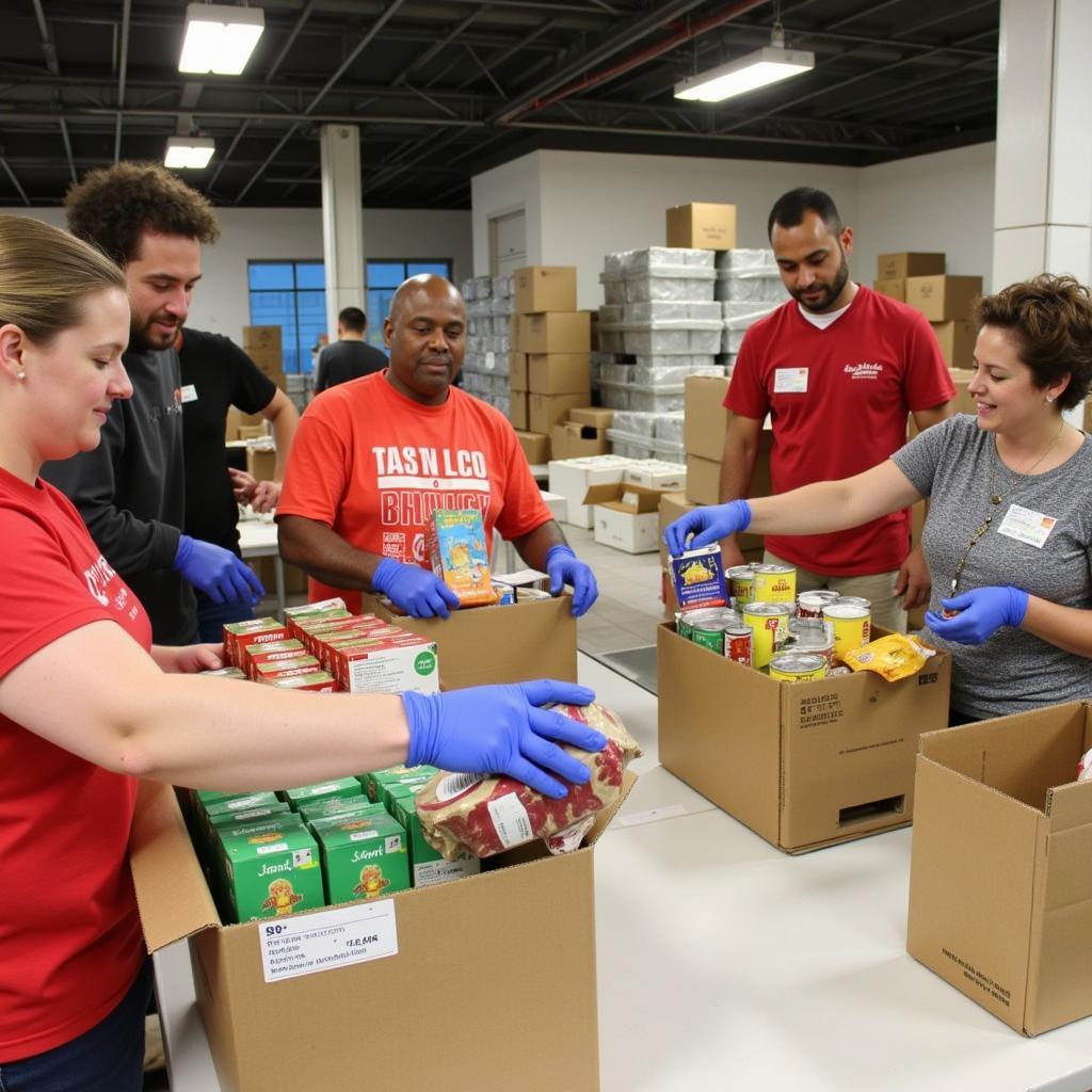 Volunteers sorting food donations at Butler County Food Bank