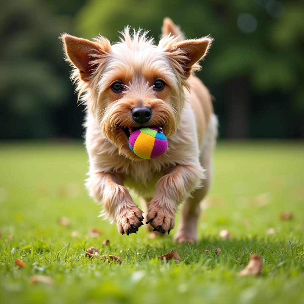 Healthy and active Cairn Terrier playing