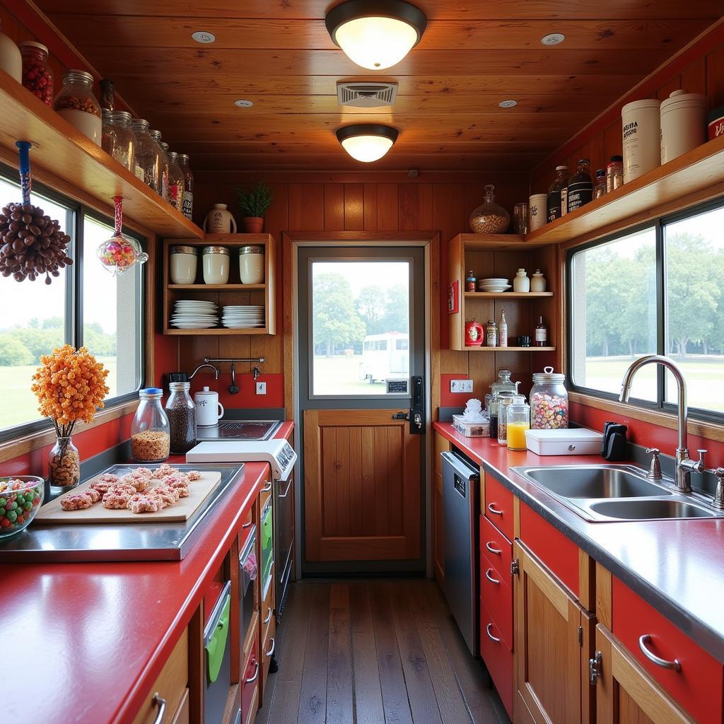 Inside a busy candy food truck