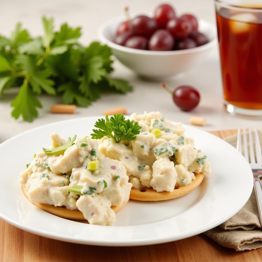 Serving Canned Chicken Salad Made in a Food Processor