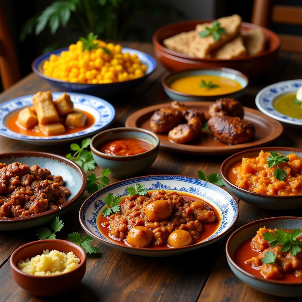 Cape Malay Curry Dishes on a Table