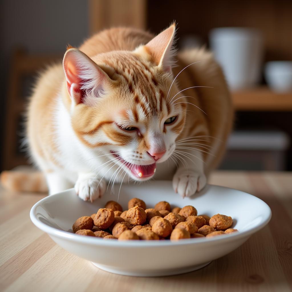 Cat Enjoying Morsels