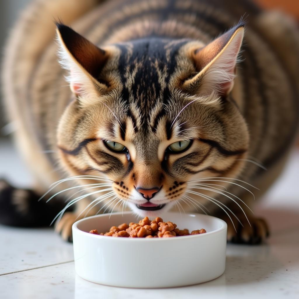 Cat Eating Prey Model Food