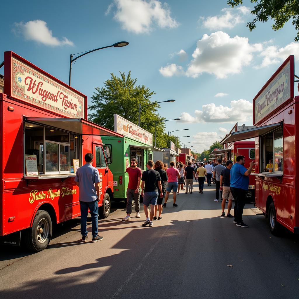 Diverse food trucks in Champaign IL offering various cuisines