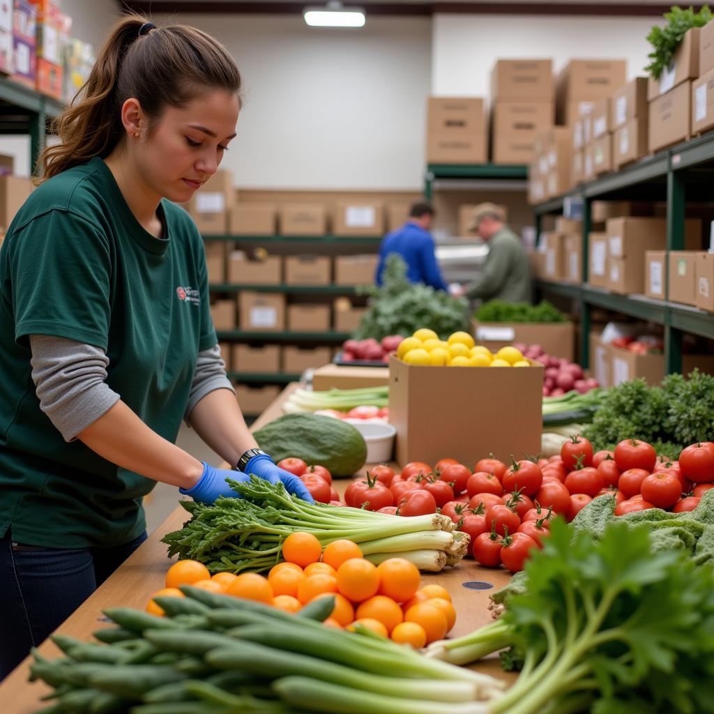 Client choosing food at a Charleston WV food pantry