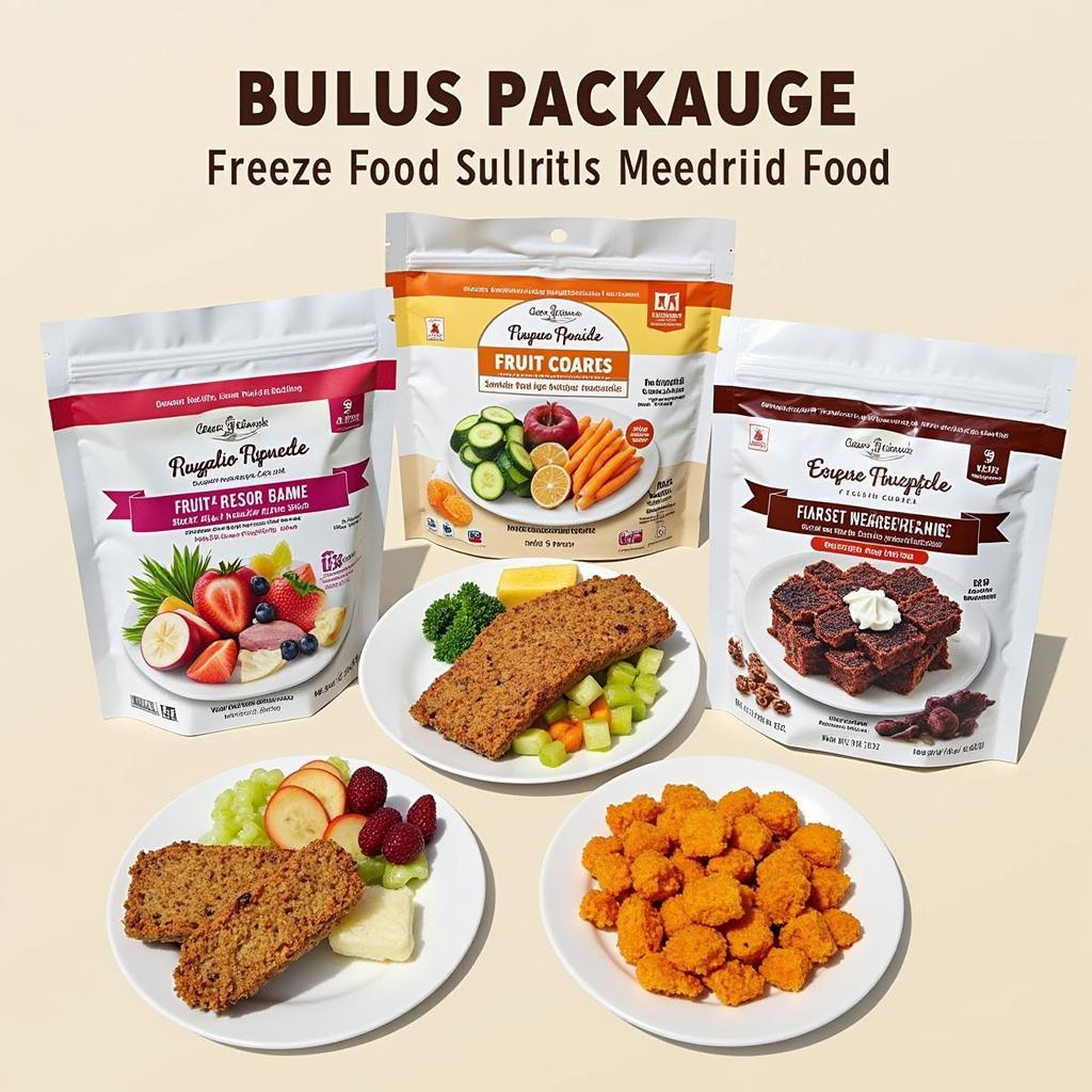 A variety of cheap bulk freeze-dried food packages.