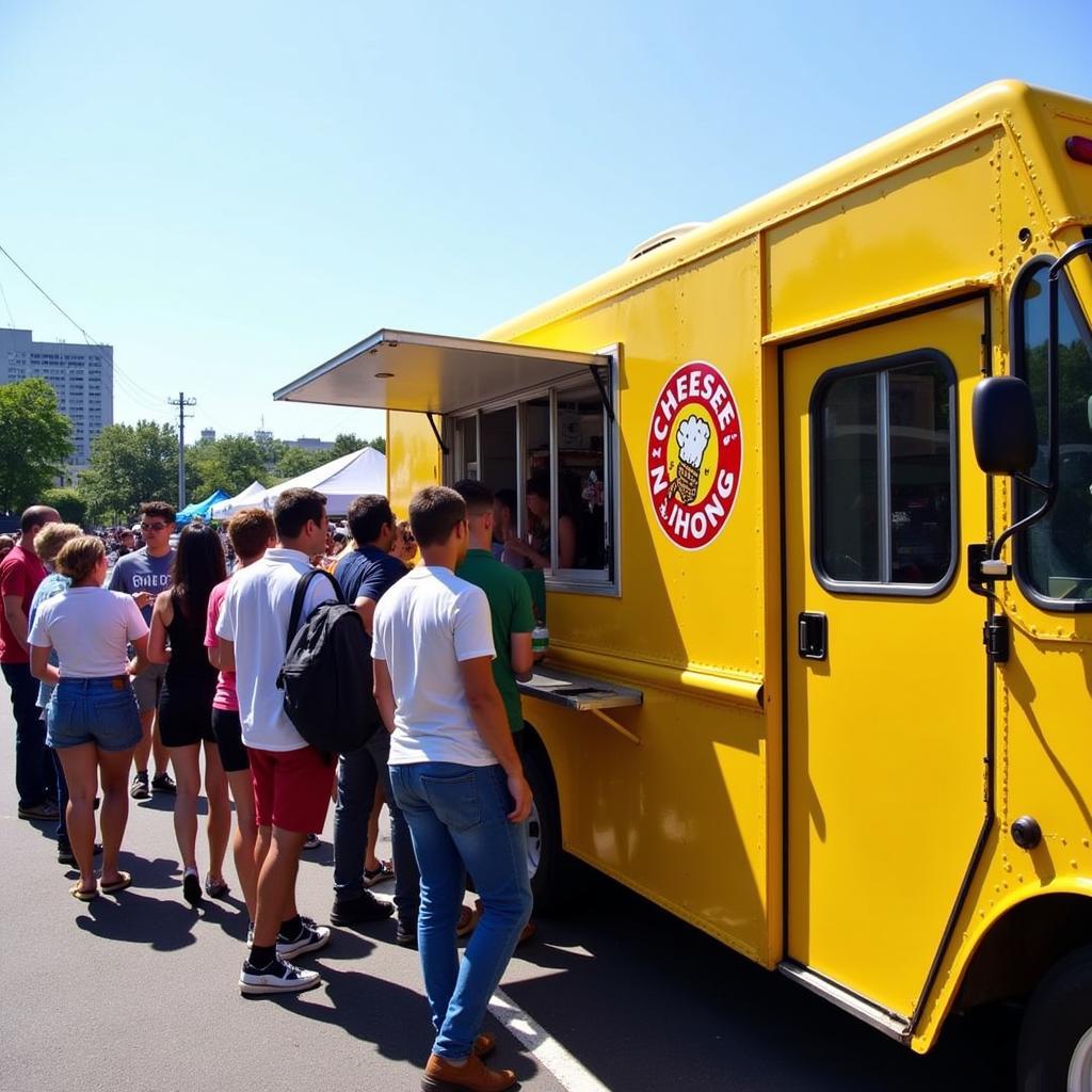 Cheese N Chong food truck serving customers at a local food truck event