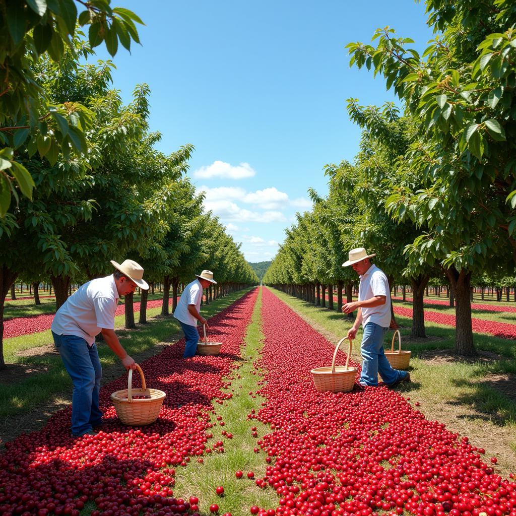 Cherry Orchard Harvest Scene