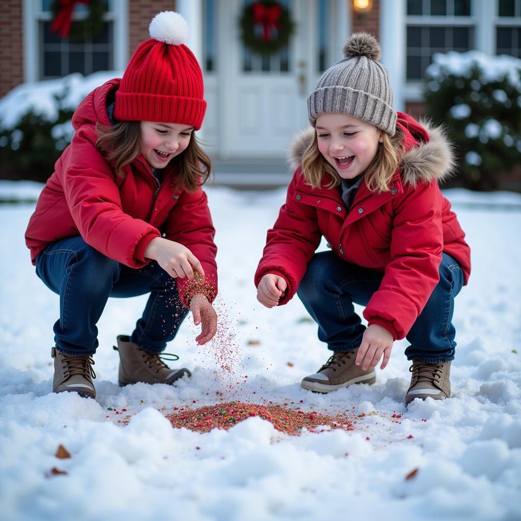 Children Sprinkling Reindeer Food