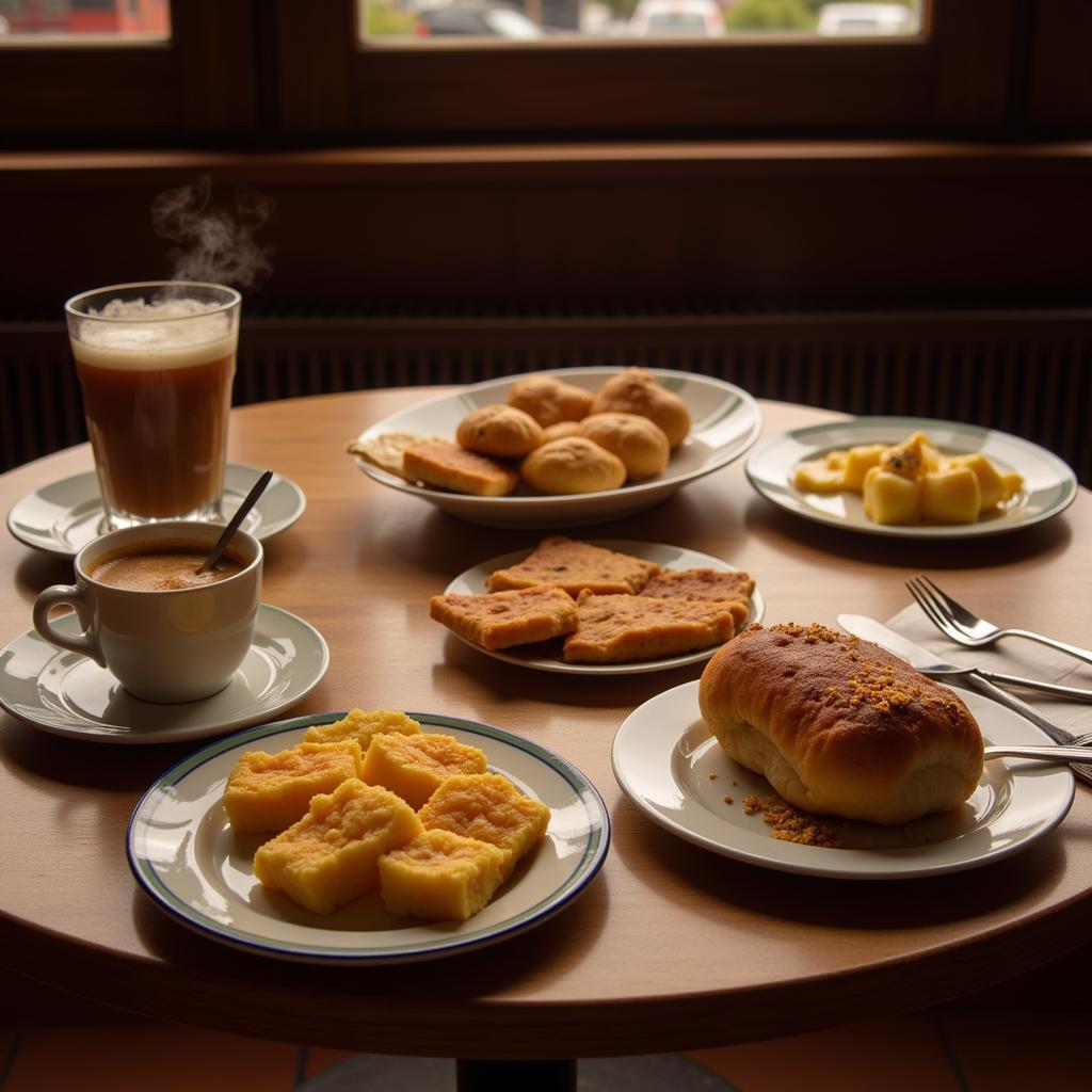 A spread of traditional Chilean breakfast items