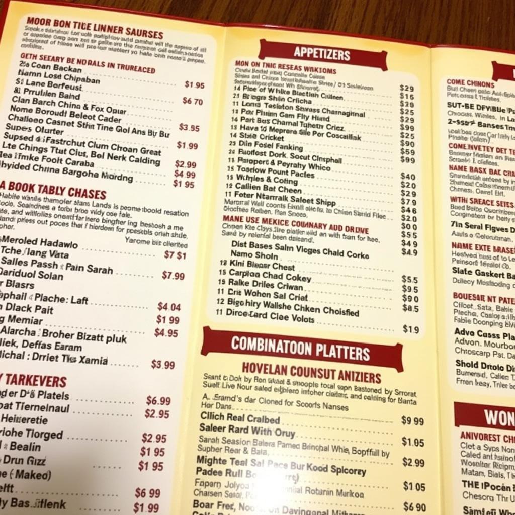 China Food Clifton Menu Example