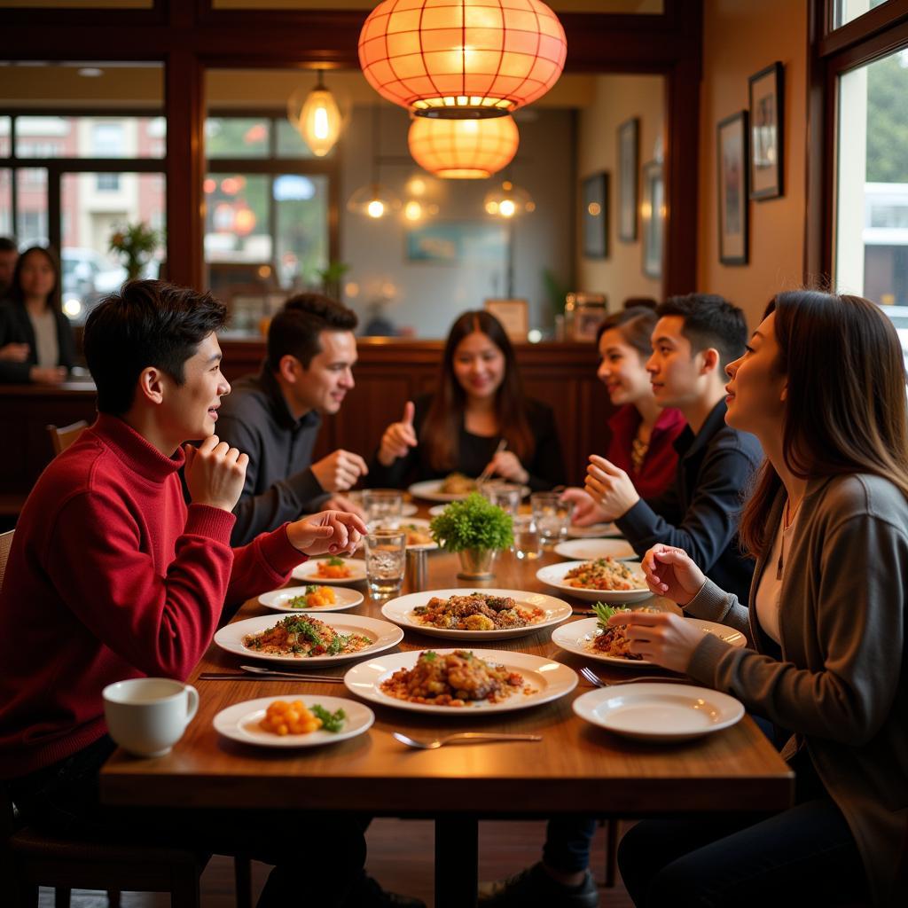 A heartwarming image of a family enjoying a Chinese meal together, emphasizing the sharing and communal aspect of Chinese dining.