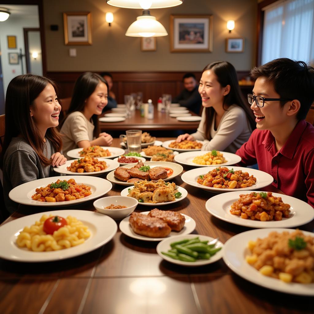 Family Enjoying Chinese Food in Leesville