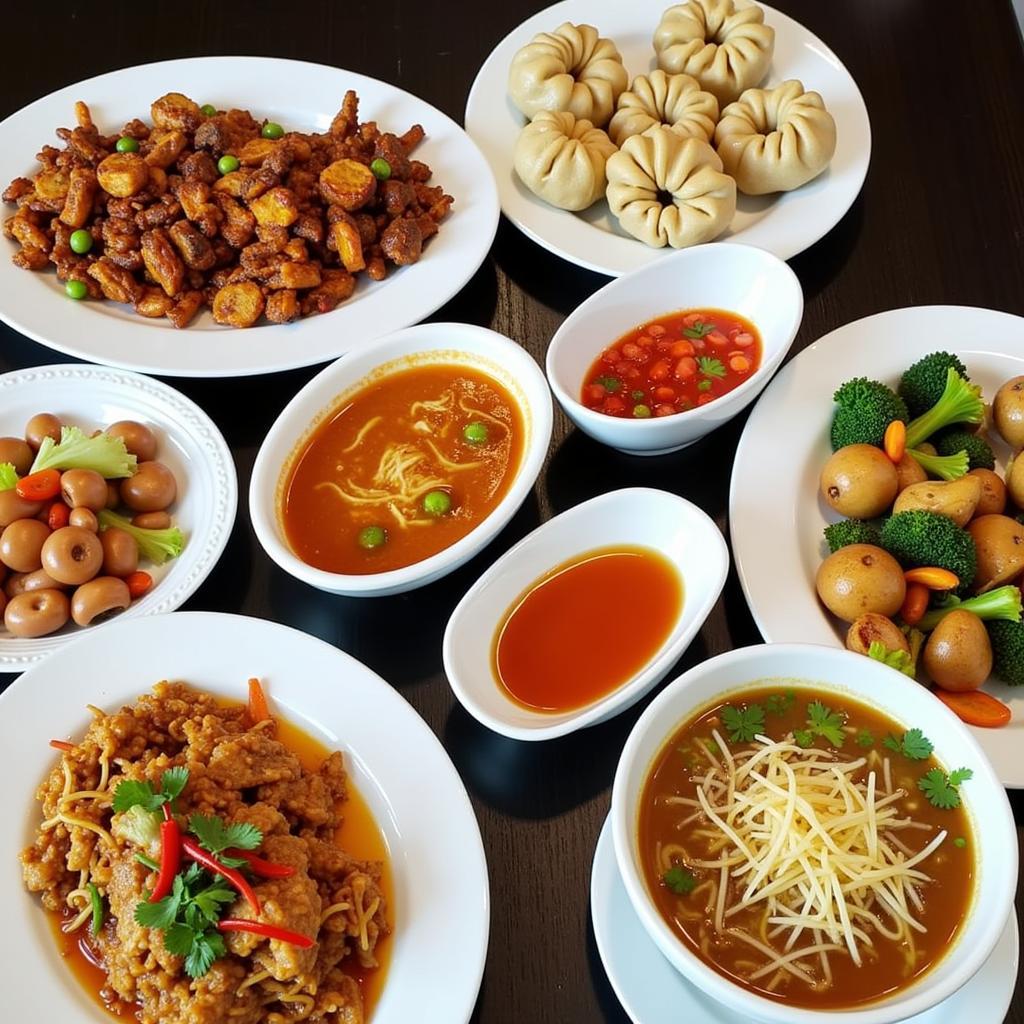 A table spread of diverse Chinese dishes in Little Egg Harbor