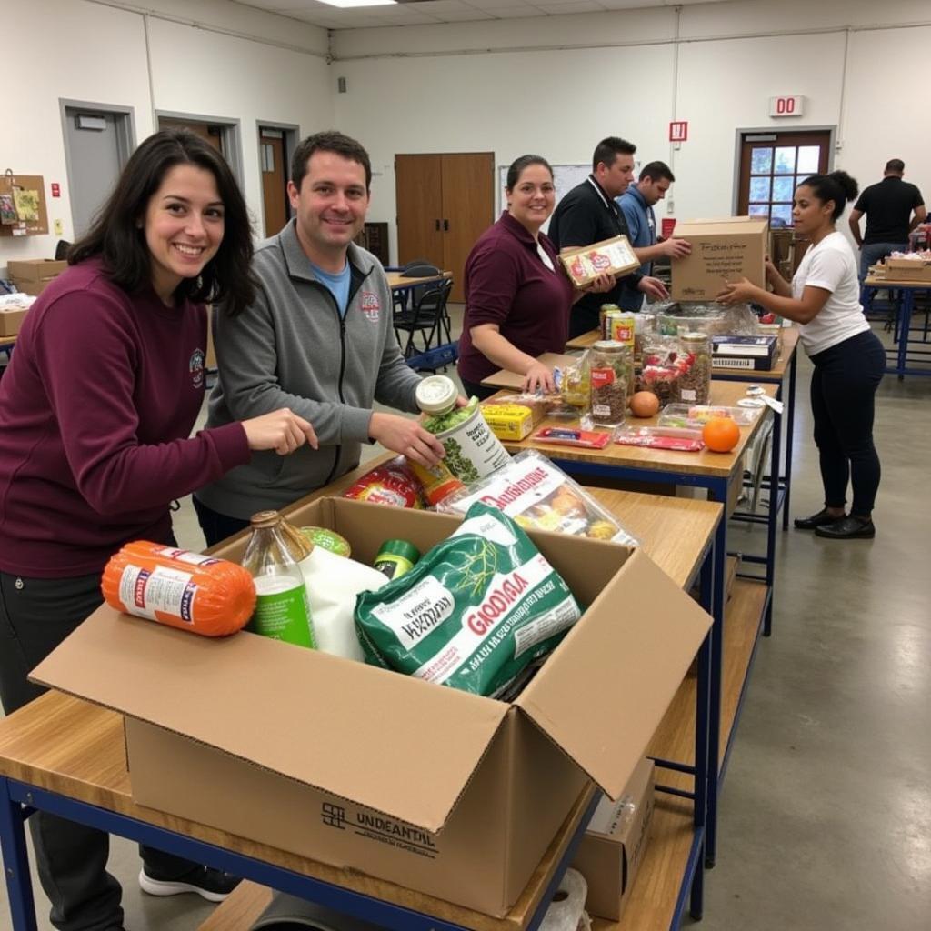 Volunteers distributing food boxes at the Clarkston Food Bank