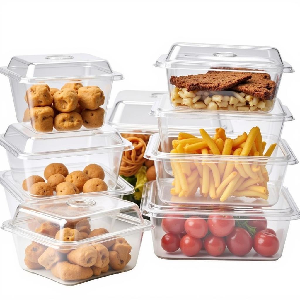 Clear Plastic Food Packing Boxes Showcasing Food Items