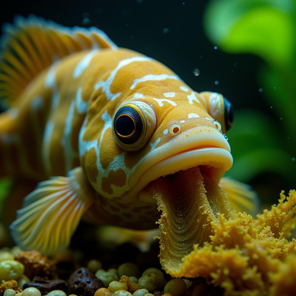 Clown Pleco Enjoying an Algae Wafer