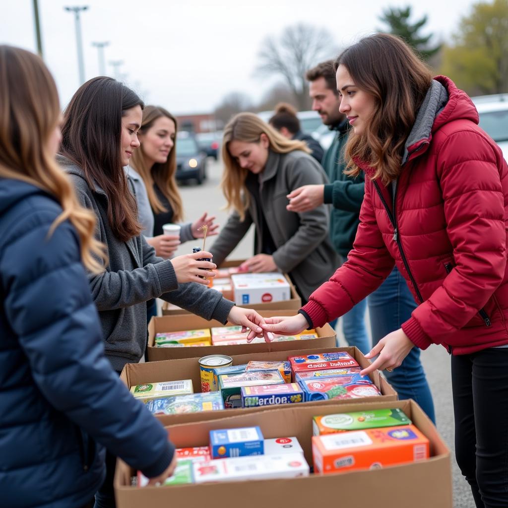 Community members donating to a food bank in Longview