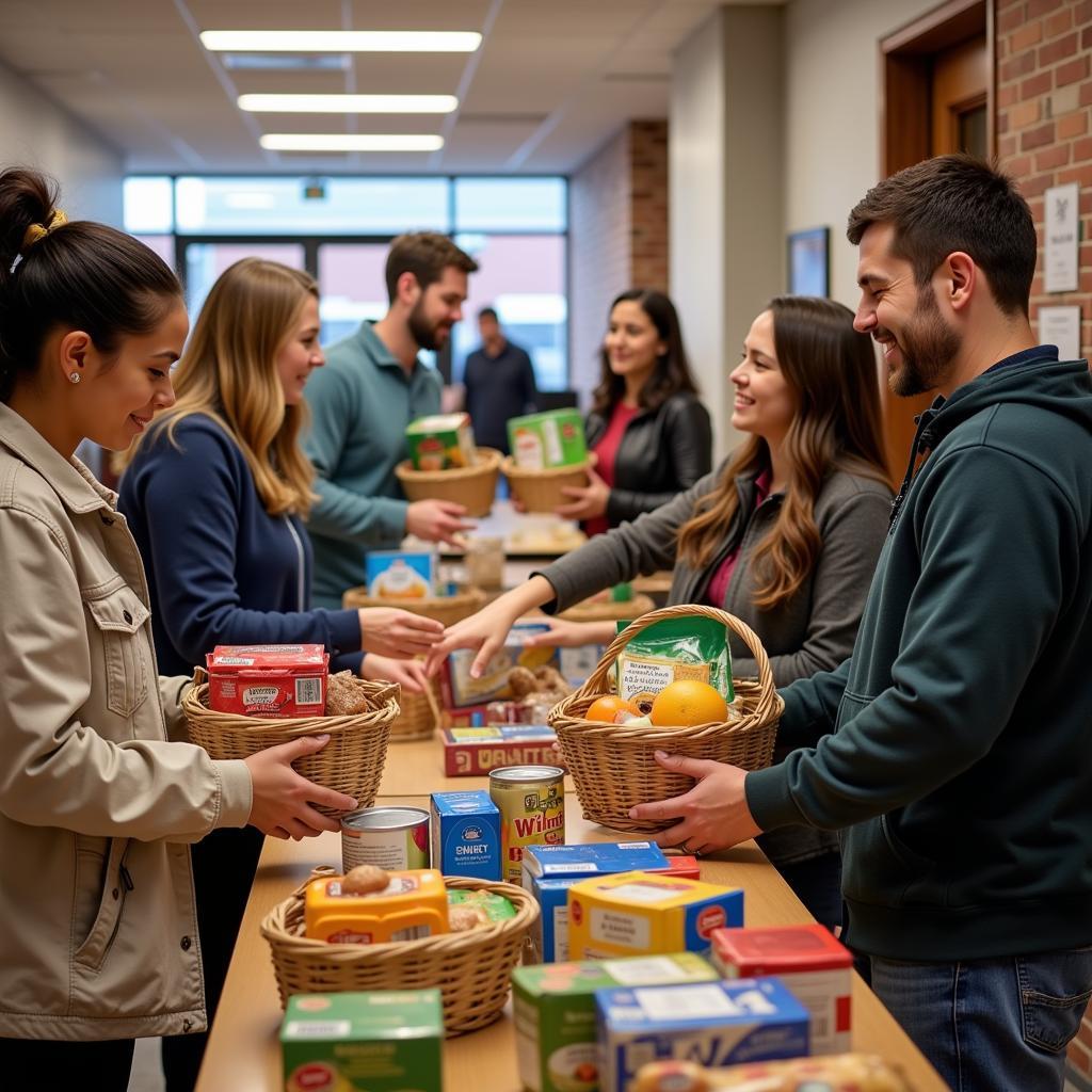 Families Receiving Thanksgiving Food Baskets at a Crossroads Distribution Center