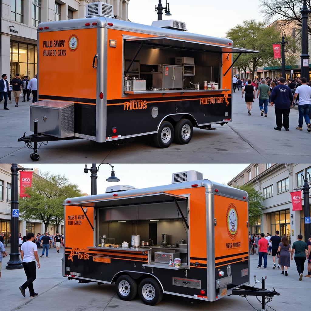 Custom-built food trailer in San Antonio, Texas, with personalized branding and specialized equipment.