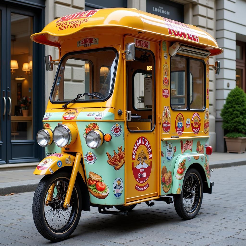 Customized tricycle food cart with unique branding