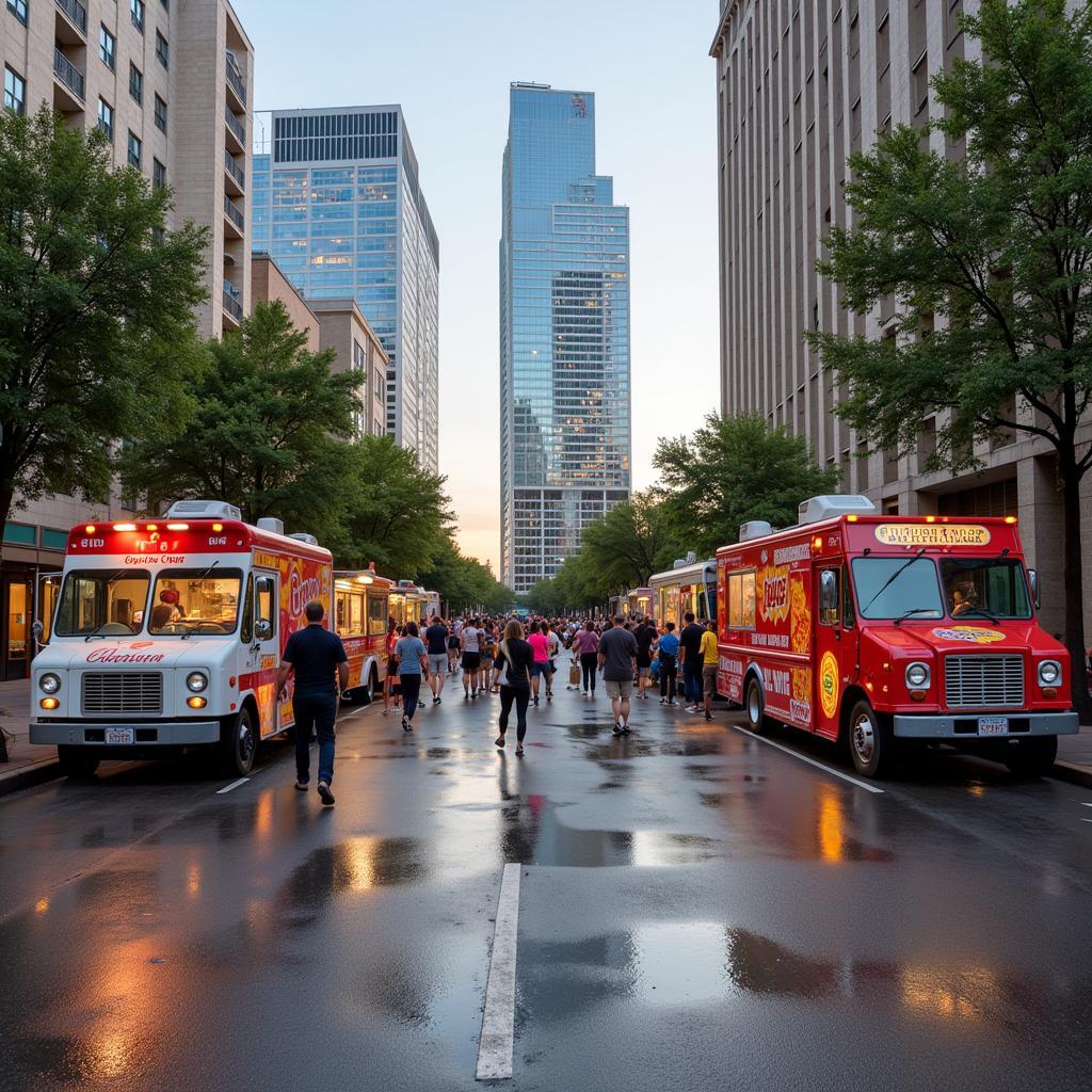 Dallas Food Trucks Thriving on a Busy Street