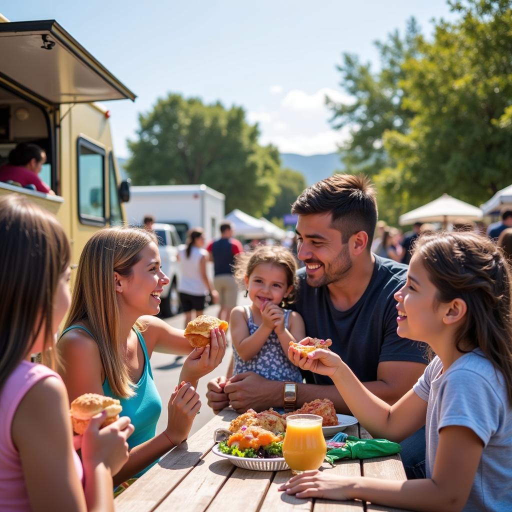 Families Enjoying Food Truck Rodeo