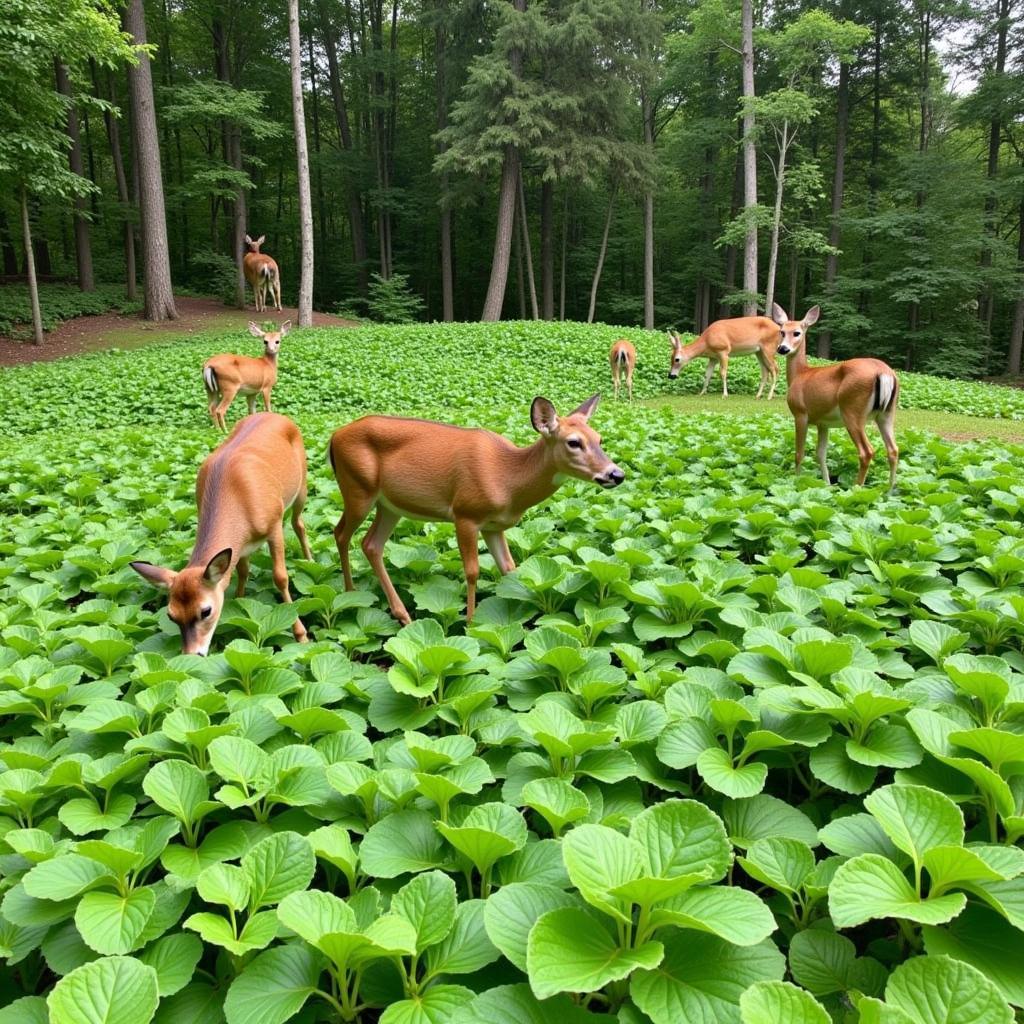 Deer enjoying a lush food plot