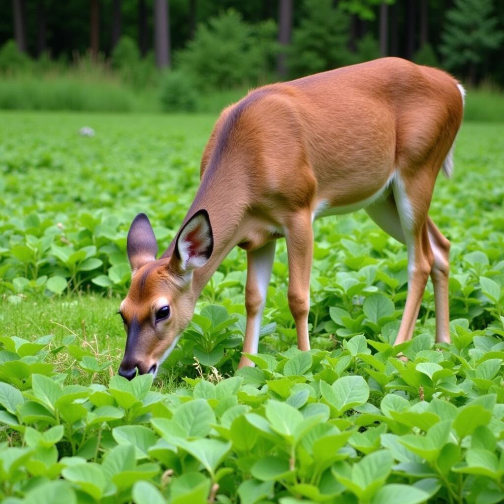 Deer Grazing in a Food Plot