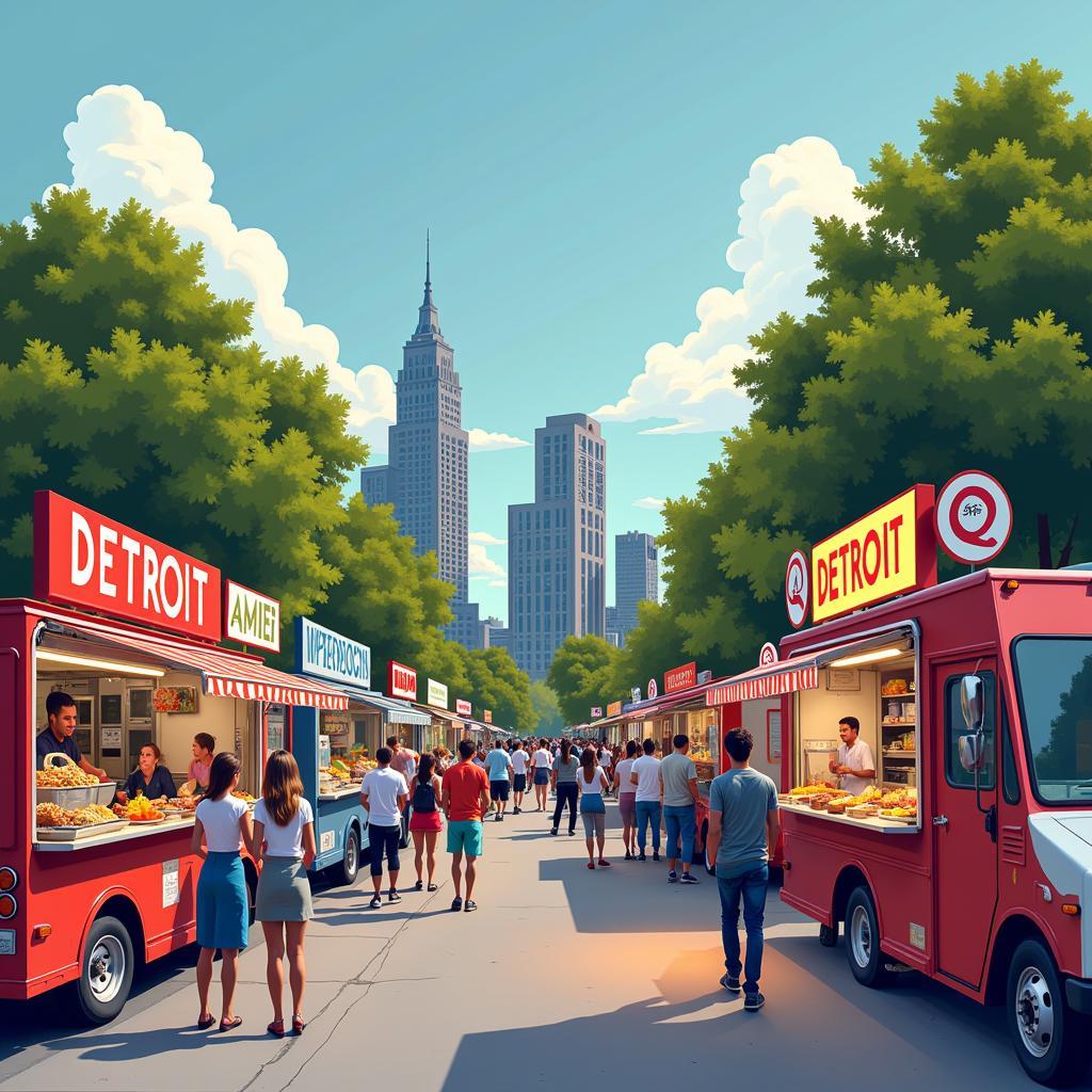 Detroit Food Trailer Market Scene