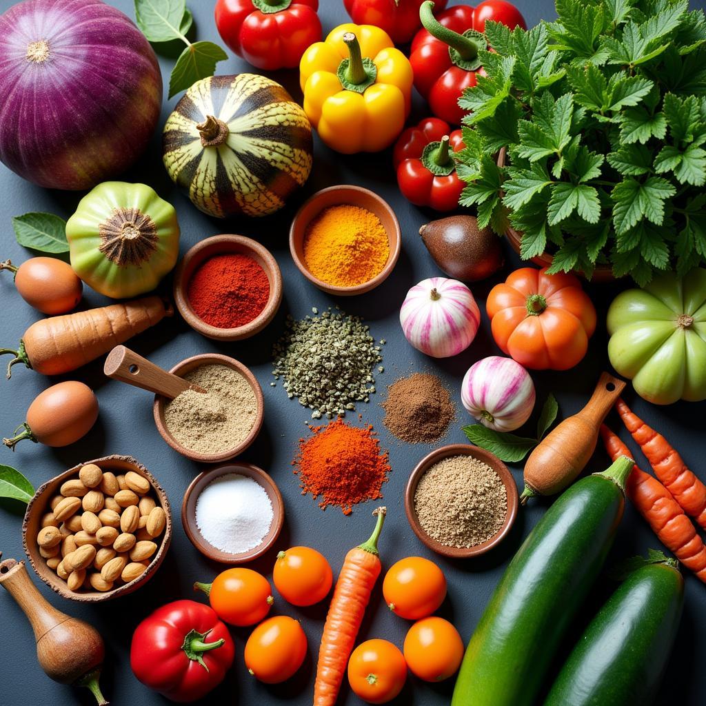 A collection of diverse ingredients for A to Z cooking