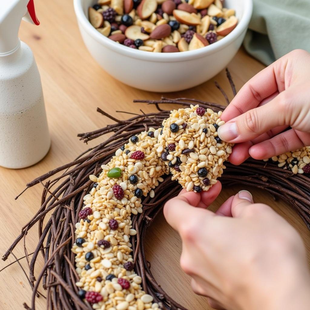 Making a DIY Bird Food Wreath