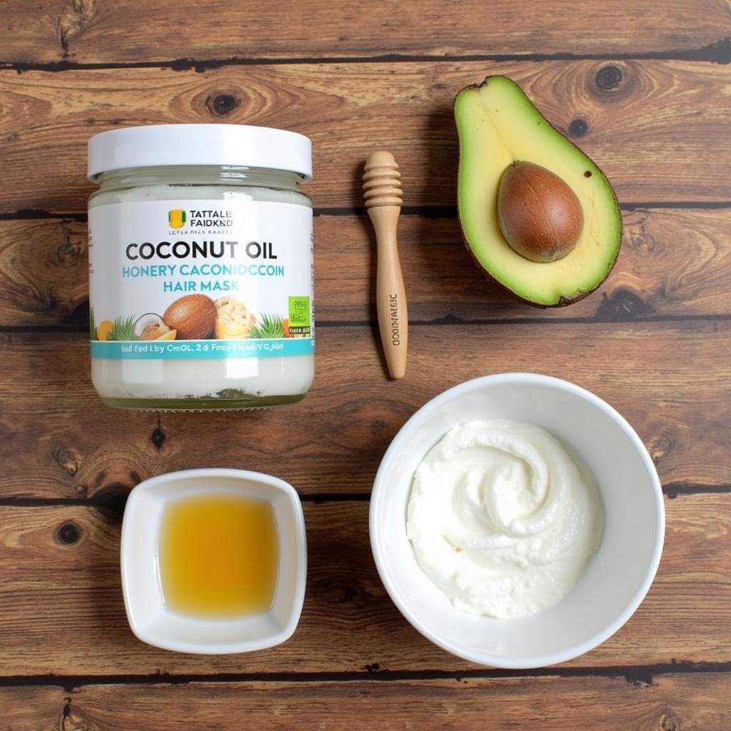 Ingredients for a DIY coconut oil hair mask