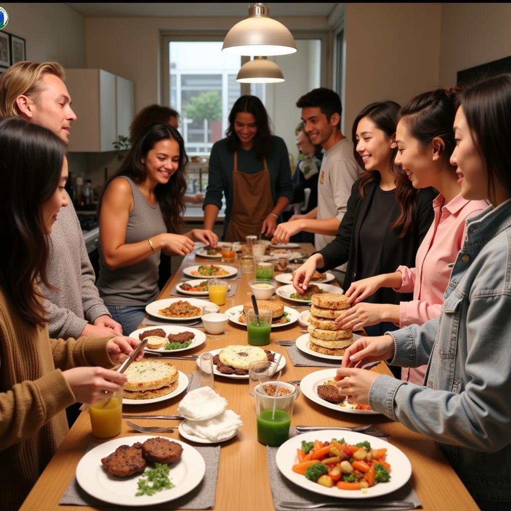 Friends enjoying a diy kits food party