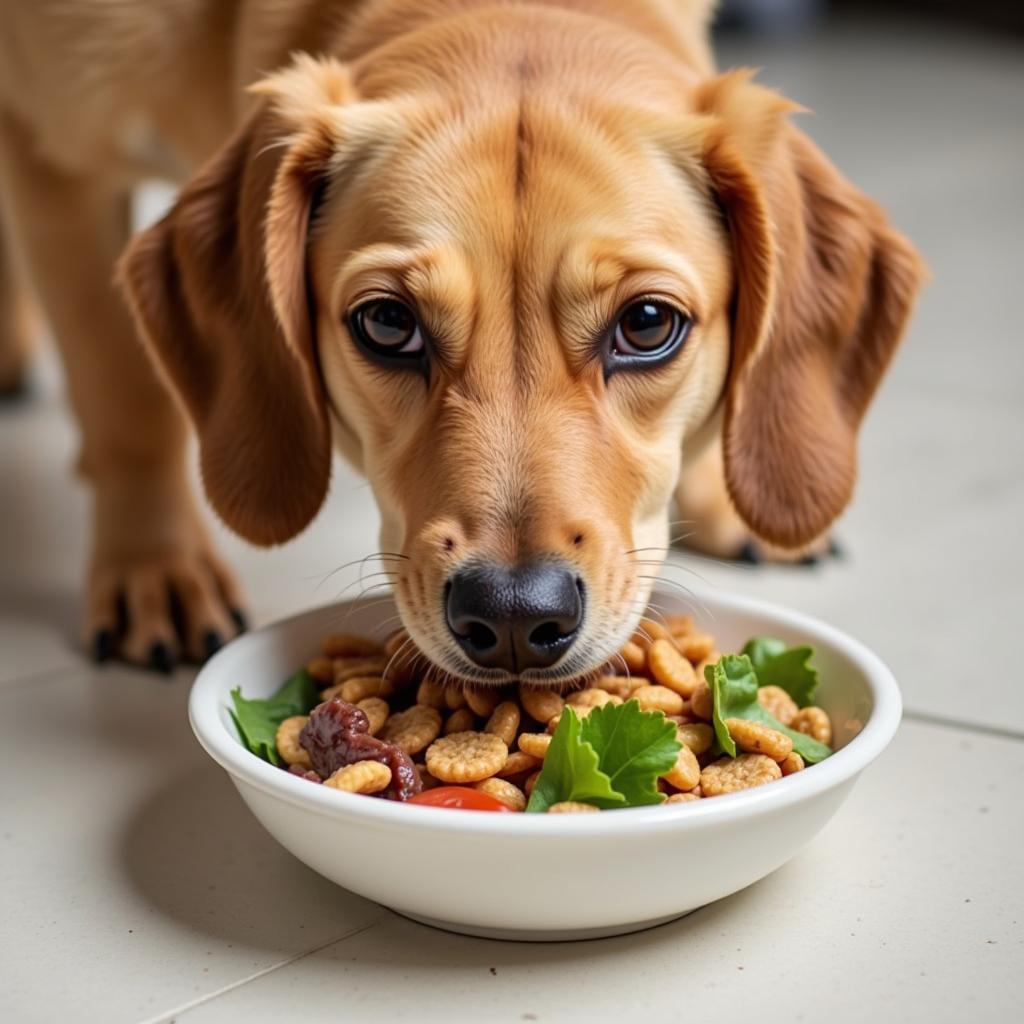 Dog Eating a Balanced Meal