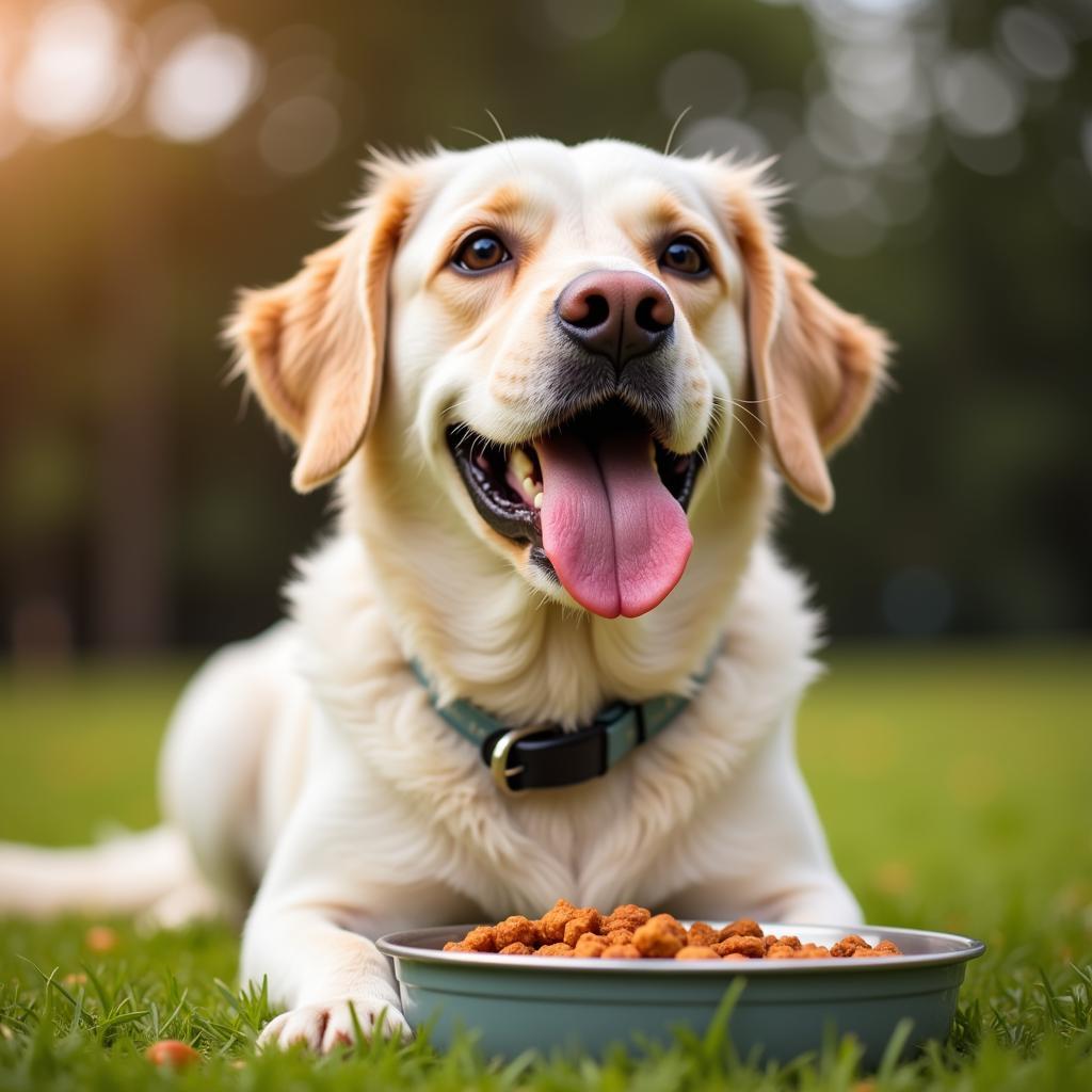 A Dog Enjoying Bravo Food