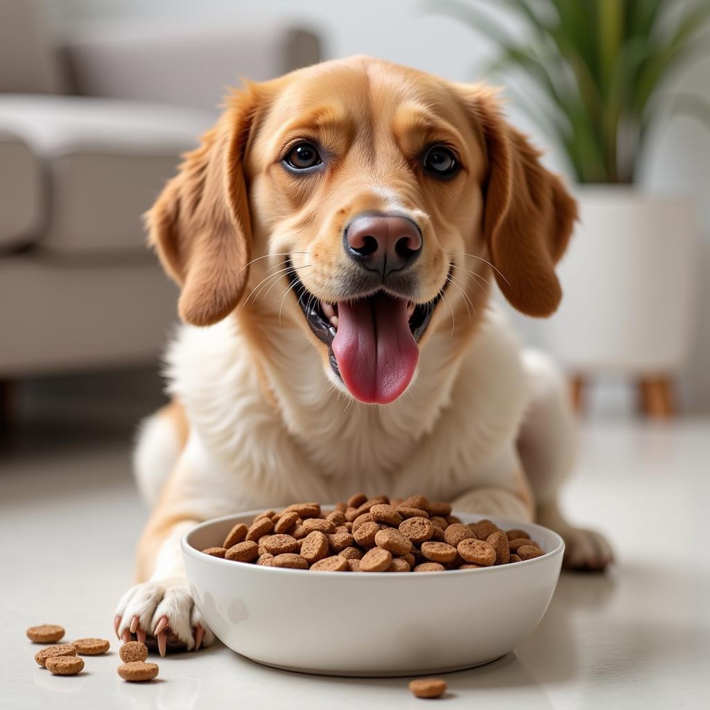 Dog Eating From Bowl