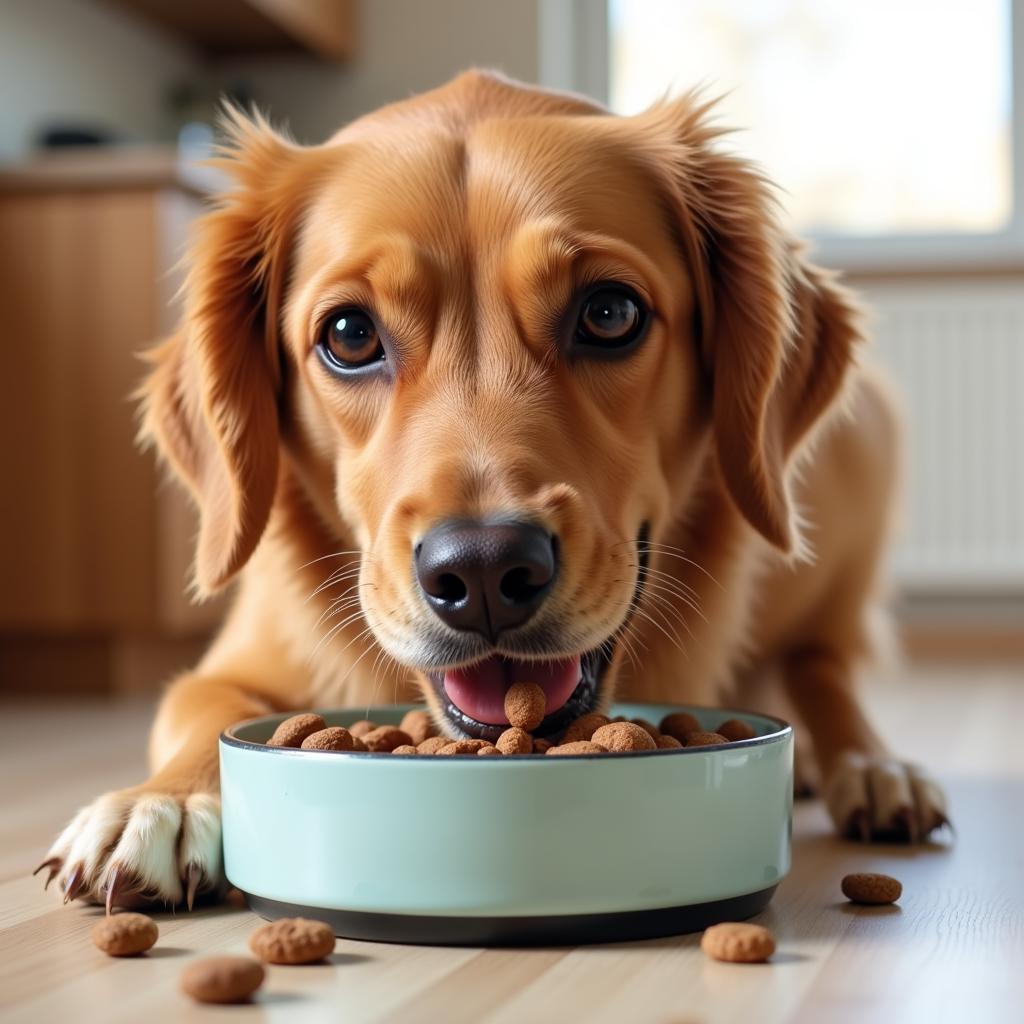 Dog Enjoying High-Energy Kibble